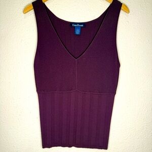 Evan-Picone Tank Ribbed Sleeveless Top Purple V-neck Women’s Size Large